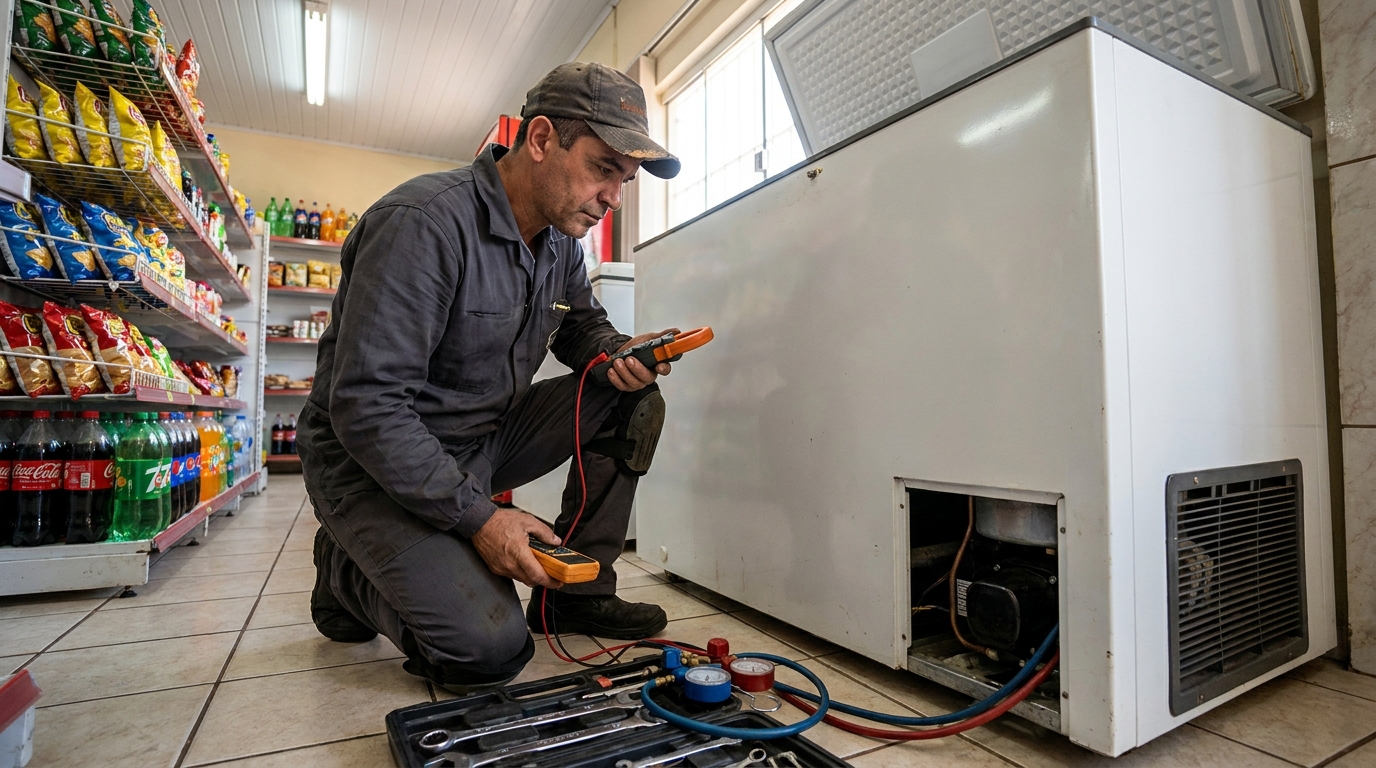 Reparo na placa eletrônica do freezer na Itoupava Seca, Blumenau‑SC